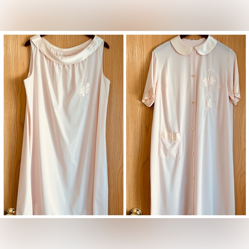Charmode | SZ Large | VTG Pink Chiffon Peignoir Nightgown Robe Set Rare Princess